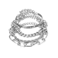 Set di bracciali a catena multistrato in argento con bracciale rigido e chiusura a moschettone - Combo Multistrato Bracciale Rigido Aperto (HS1443-9) / Argento
