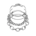 Set di bracciali geometrici argentati con cerchi in metallo punk e stile hip-hop - Combinazione Bracciale Rigido Aperto Liscio (HS1443-14) / Argento
