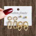Set di quattro paia di orecchini dorati con cerchi a spirale e perni testurizzati - Combo Orecchino Lucido Geometrico Dorato (HS1468-13)