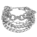 Set di bracciali a catena multistrato in argento con maglie cubane e intrecciate - Argento