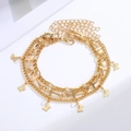 Set di cavigliere dorate a tre strati con pendenti a farfalla e croce stile spiaggia - Stile a Tre Strati Croce e Farfalla (HS1460-16)