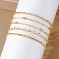 Conjunto de pulseras de cadena dorada bohemia con cinco diseños minimalistas únicos - Juego de Cadena de Cuentas y Corazón (HS1481-2) / Dorado