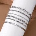 6-teiliges Armband-Set in Silber mit Figaro- und Schlangenketten auf weißem Sockel - Silbernes Mehrketten-Armbandset (HS1481-5)