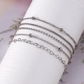 Fünfteiliges silbernes Boho-Armband-Set mit Herz-Detail und verschiedenen Ketten - Silbernes Herz-Ausschnitt-Armbandset (HS1481-7)