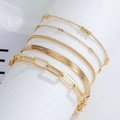 Fünfteiliges goldenes Boho-Minimalist-Kettenarmband-Set mit vielfältigen Lagen - Goldenes Perlen- und Schlangenset (HS1481-11)
