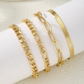 Vierteiliges goldenes Boho-Armband-Set mit Schlangen- und Panzerketten-Design - Goldenes Kubanisches Schlangenset (HS1481-14)