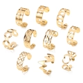 Detailed set of 10 golden hollow ear cuffs featuring star moon and geometric shapes - Star Moon Wave Texture Geometric Gold Style (HS1526-7)