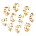 10-piece gold bohemian toe ring set with star, moon, and geometric hollow patterns - Hollow Heart Butterfly Geometric Gold Style (HS1526-1)
