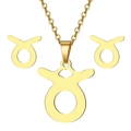 Set collana e orecchini segno zodiacale Toro in acciaio inossidabile dorato lucido - Oro-Toro (4.20-5.20)