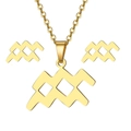 Set gioielli zodiaco Acquario dorato con collana in acciaio inossidabile e orecchini - Oro-Acquario (1.20-2.18)