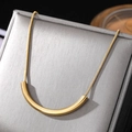 Minimalist gold smile curved tube necklace with sleek snake chain for women - Stainless Steel / Gold (BXG030)