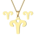 Set gioielli Ariete dorato con collana e orecchini a lobo in acciaio inossidabile - Oro-Ariete (3.21-4.19)