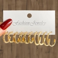 5er-Set goldene Creolen mit gedrehten, perlenbesetzten und glatten Textur-Designs - Gold Gedrehtes Seil Reifen Kombination (HS1469-7)