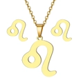 Golden Leo zodiac jewelry set featuring minimalist necklace and stud earrings - Gold-Leo (7.23-8.22)