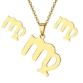 Golden stainless steel necklace and earrings set featuring Virgo zodiac symbol - Gold-Virgo (8.23-9.22)