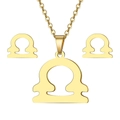 Golden Libra zodiac necklace and earrings set made of durable stainless steel - Gold-Libra (9.23-10.23)