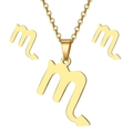 Golden Scorpio constellation necklace and stud earrings set in polished stainless steel - Gold-Scorpio (10.24-11.22)