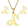 Golden stainless steel zodiac necklace and earrings jewelry set for women - Gold-Capricorn (12.22-1.19)