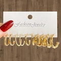 Goldenes Creolen-Set mit gedrehten Texturen und glatten Oberflächen auf weißer Karte - Gold Multitextur Reifen Kombination (HS1469-27)