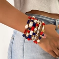 Set braccialetti multistrato bandiera USA con perline America e ciondolo patriottico - Stile Ciondolo AMERICA (HS1651-6)