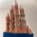 Vintage silver butterfly and snake ring set featuring 10 pieces with star and rose details - Rose Saturn Star (HS1475-23)