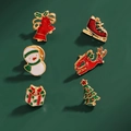 Set of six Christmas enamel brooches featuring snowman, tree, and reindeer designs - Mixed Christmas Element Brooches (HS1537-1)