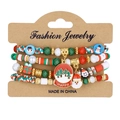 Multi-layer Christmas beaded bracelet set with Santa Claus and snowman charms - Santa and Reindeer Style (HS1547-2)