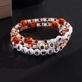 Conjunto de pulseras de cuentas de Halloween de tres capas con calabazas y letras de BOO - Juego de Cuentas Naranja Negro Blanco con Calabaza (HS1540-5)