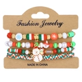 Christmas beaded bracelet set with colorful acrylic beads and festive holiday charms - Snowman and Snowflake Style (HS1547-3)