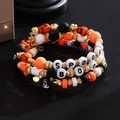 Pulsera espiral multicapa de Halloween con cuentas de letras Spooky y Boo y mini calabazas - Estilo Apilable Espiral Fantasma Calabaza (HS1540-6)