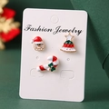 Christmas earrings set with Santa, tree and boot designs in zinc alloy and enamel - Santa Claus Tree Stud Earrings (HS1537-5)