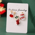 Christmas earrings set with reindeer snowman and stocking in red and white enamel finish - Christmas Reindeer Snowman Stud Earrings (HS1537-6)