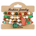 Christmas bracelet set with acrylic beads, colorful snowflake pendants and Santa charms - Christmas Tag and Gift Bag Style (HS1547-6)