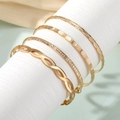 Lot de quatre bracelets joncs dorés martelés et ajourés pour la mode féminine - Style Combiné Tissé Texture Doré (HS1545-8)