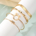 Lot de 4 bracelets joncs dorés martelés avec oreilles de chat et breloque cœur - Style Combiné Strass Oreille de Chat Doré (HS1545-9)