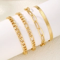 Ensemble de quatre bracelets chaîne dorés incluant des styles gourmette et serpent - Style Combiné Multi-Chaînes Doré (HS1545-11)