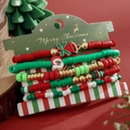 Set de pulsera multicapa navideña con cuentas acrílicas en rojo, verde y blanco - Estilo Rojo Verde Blanco Con Campana Papá Noel (HS1576-1)