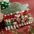 Set de pulseras navideñas con cuentas acrílicas de colores y colgantes de renos - Estilo Arcilla Polimérica Rojo Blanco Verde Con Ciervo Papá Noel (HS1576-4)