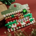 Set de pulseras navideñas con cuentas de arcilla de colores, cascabeles y dijes Happy - Estilo Arcilla Polimérica Rojo Verde Blanco Con Caramelo HAPPY (HS1576-5)