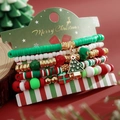 Juego de cinco pulseras navideñas con cuentas acrílicas rojas verdes y blancas - Estilo Cuentas Rojo Verde Blanco Con Árbol Caja Regalo (HS1576-6)