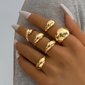 Lot de 6 bagues géométriques dorées pour femmes, bijoux minimalistes empilables polis - Ensemble de 6 Pièces Or (HS1693-9)