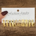 5er-Set goldene geometrische Ohrringe mit Hammerschlag-Textur und Vintage-Designs - Diverse Goldene Creolen (HS1300-3)
