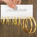 6-teiliges Set goldener geometrischer Ohrringe mit Hammerschlag-Textur und Kristallstecker - Multi-Größe Texturierte Goldohrringe (HS1300-5)