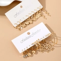 Golden earrings set with butterfly, heart, and star charms on fashion jewelry card - Gold Butterfly LOVE Letter Collection (HS1589-8)
