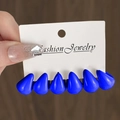 Conjunto de pendientes de gota azul intenso en una tarjeta blanca de bisutería - Juego de 6 Piezas Azul Profundo (HS1577-9)