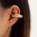Χρυσό σκουλαρίκι ear cuff σε σχήμα C με ανάγλυφη επιφάνεια για γυναίκες, γυαλιστερό - Ασημένιο Σφυρήλατο Στυλ (HS1603-9)