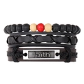 Men's retro multi-layer bracelet set with black wooden beads and faith metal tag - Faith Letter Plate Style (HS1598-10)