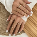 Set di 23 anelli dorati per donna con farfalle eleganti, perle e cristalli scintillanti - Stile Oro (HS1546-10) / Set da 20