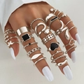 Set chic da 23 anelli in argento impilabili con ciondoli a farfalla neri - Stile Argento (HS1546-14) / Confezione da 27