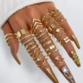 Set di 23 anelli dorati impilabili con strass e motivi geometrici per le donne - Stile Oro (HS1546-25) / Set di 30
